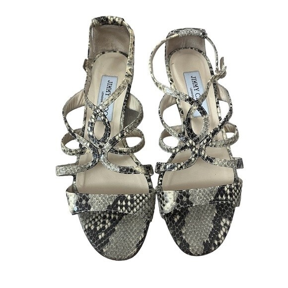 Jimmy Choo Snake Skin Low Heel Wedge Sandals Size 36 1/2 - Picture 1 of 11